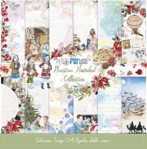 Colección 24 papeles doble cara 8&quot;X8&quot; PFY Nuestra Navidad