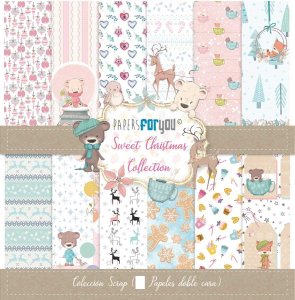 Colección 20 papeles doble cara 8&quot;X8&quot; PFY Sweet Christmas