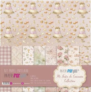 Colección 8 papeles Tela 12"x12" PFY Mi fiesta de Comunión Niña