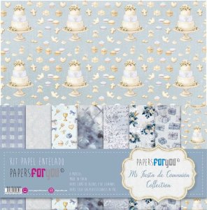 Colección 8 papeles Tela 12"x12" PFY Mi fiesta de Comunión Niño