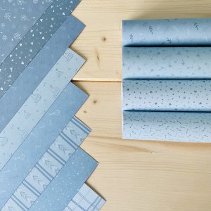 Pack "Todos los azules" de la colección Inés by Hypati con 18 papeles