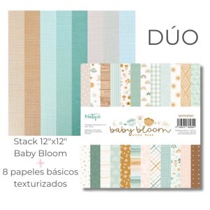 DUO Stack 12x12&quot; Baby Bloom + 8 papeles básicos texturizados