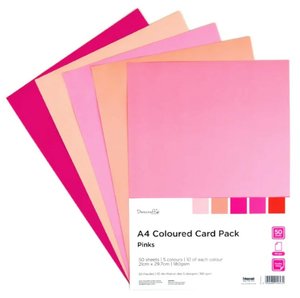 Pack de cartulinas lisas Dovecraft A4 50 hojas Pinks