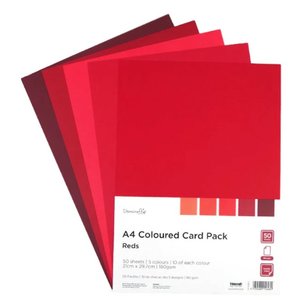 Pack de cartulinas lisas Dovecraft A4 50 hojas Reds