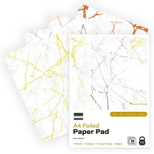 First Edition Pad Premium A4 Foiled Paper White Marble