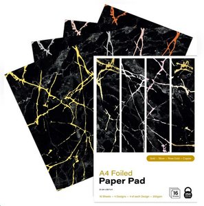 First Edition Pad Premium A4 Foiled Paper Black Marble