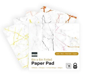 First Edition Pad Premium 6x6" Foiled Paper White Marble