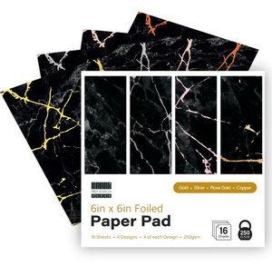 First Edition Pad Premium 6x6" Foiled Paper Black Marble