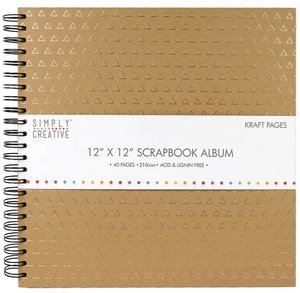 Scrapbook Álbum espiral 12x12" Kraft with Gold Triangles 40 pages