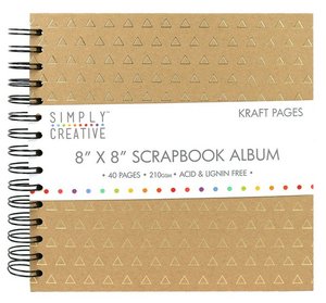 Scrapbook Álbum espiral 8x8" Kraft with Gold Triangles 40 pages