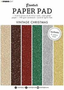Pad de papeles A5 Studio Light Essentials Glitter Christmas 24 hojas