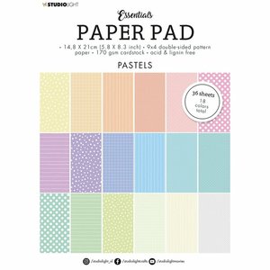 Pad de papeles A5 Studio Light Essentials Unicolor Patterns Pastel 36 hojas