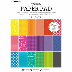 Pad de papeles A5 Studio Light Essentials Unicolor Patterns Bright 36 hojas