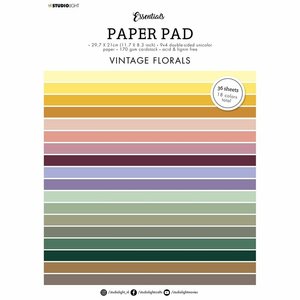 Pad de papeles A4 Studio Light Essentials Unicolor Vintage Floral 36 hojas