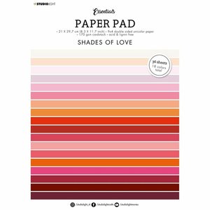Pad de papeles A4 Studio Light Essentials Unicolor Shades of Love 36 hojas