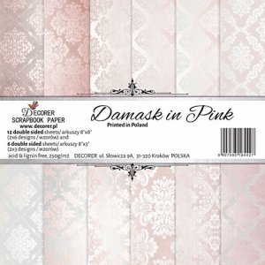Pad 8x8" Decorer 18 papeles DAMASK IN PINK