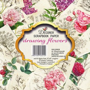 Pad 8x8" Decorer 18 papeles DRAWING FLOWERS