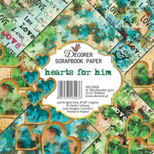Pad 8x8" Decorer 18 papeles HEARTS FOR HIM