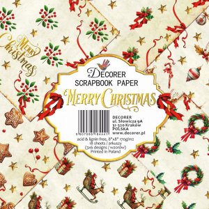 Pad 8x8" Decorer 18 papeles MERRY CHRISTMAS