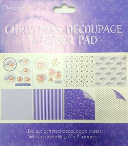 Dovecraft Pad 8x8&quot; Christmas Decoupage con papeles y die cuts