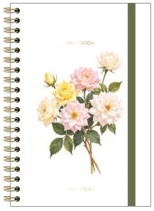 Notebook wire-o A5 con 192 pags ahuesadas lisas Crimson Bloom