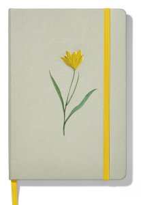 Notebook A5 cubierta dura entelada 96 hojas punteadas Bordado Amarilo