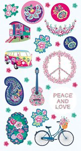 Pegatinas puffy Peace & Love