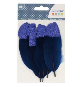 Set plumas azules con purpurina Japan