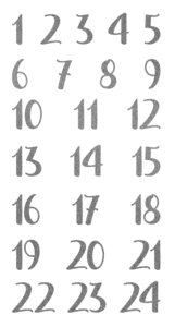 Pegatinas puffy números Calendario de Adviento Glitter Silver