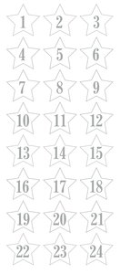Pegatinas puffy números Calendario de Adviento Stars Silver