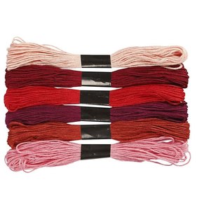 Set madejas hilos de algodón 6 pcs Reds & Pinks