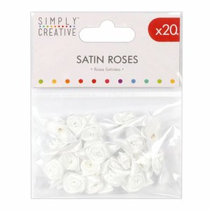 Set de mini Rosas Satén en color Blanco x20 pcs