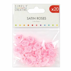 Set de mini Rosas Satén en color Rosa x20 pcs