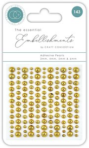 Craft Consortium The Essential Embellishments Adhesive Pearls Gold