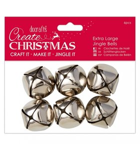 Large Jingle Bells Silver 6pk
