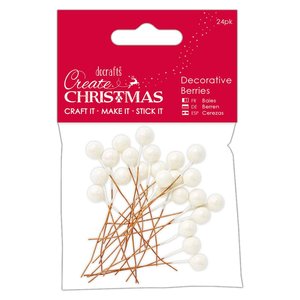 Decorative Berries Create Christmas Frosted White 24 pcs