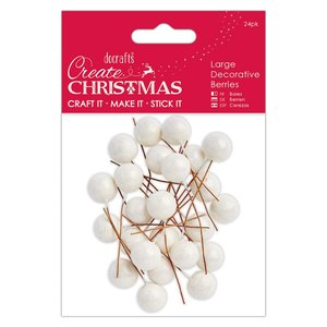 Decorative Berries Create Christmas Large Frosted White 24 pcs