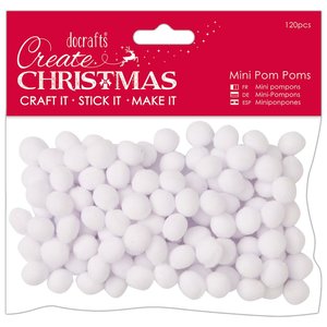 Mini Pom Poms Create Christmas White 120 pcs