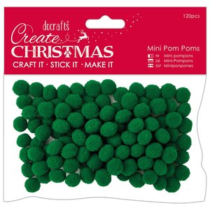 Mini Pom Poms Create Christmas Green 120 pcs