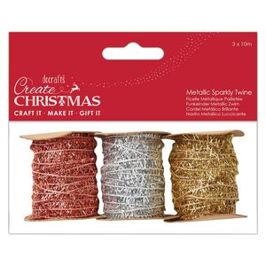 Set de cintas Create Christmas Metallic Sparkly Twine 3 pcs