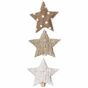 Estrellas de materiales naturales con pinzas DP Christmas 3 pcs