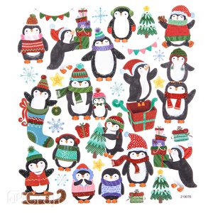 DP Christmas Pegatinas Glitter Penguins