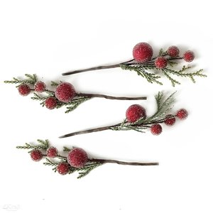 DP Christmas Frosted Twigs with Berries Red 4 pcs