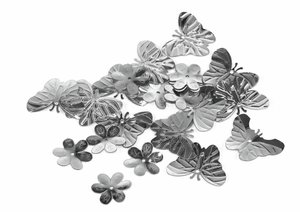 Set de lentejuelas plateadas surtido Flores y Mariposas