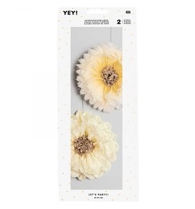 Set de flores de papel de seda yellow/ivory