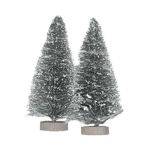 Set 2 abetos decorativos plateados nevados 8 cm