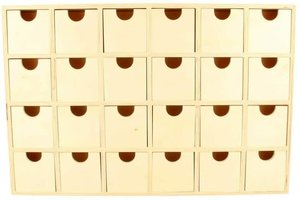 Calendario de Adviento Caja de madera con 24 cajitas