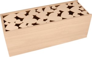 Caja de madera para decorar con tapa deslizante corazones