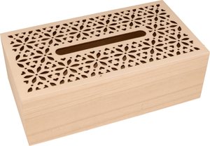 Caja de madera para pañuelos modelo flores