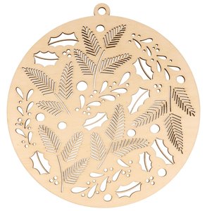 Medallón de madera para colgar Christmas hojas